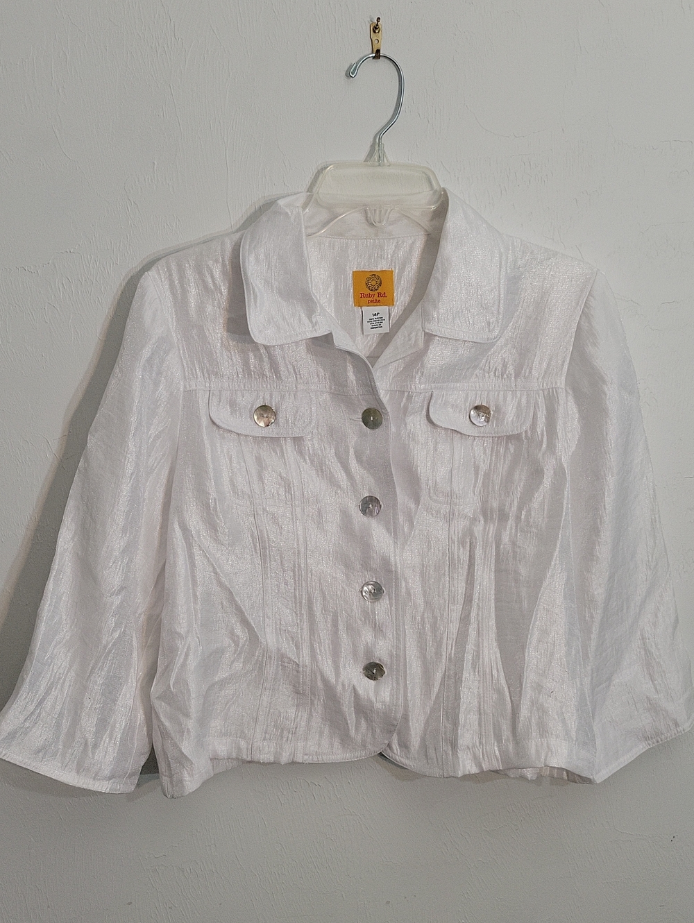 Ruby Rd. White Button-Front Crop Jacket